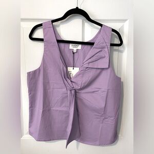 EVIDNT LOS ANGELES Bow Purple Cotton Top Size L